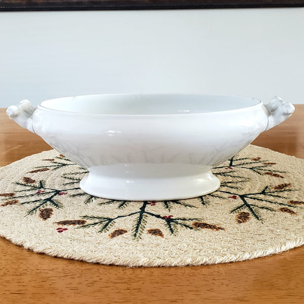 Antique White Ironstone Covered Vegetable Tureen Eagle Head Pratt & Simpson England