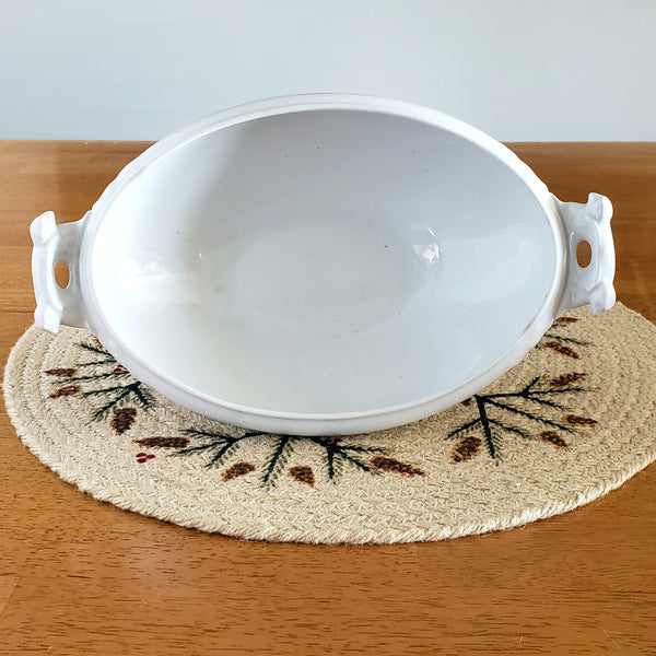 Antique White Ironstone Covered Vegetable Tureen Eagle Head Pratt & Simpson England