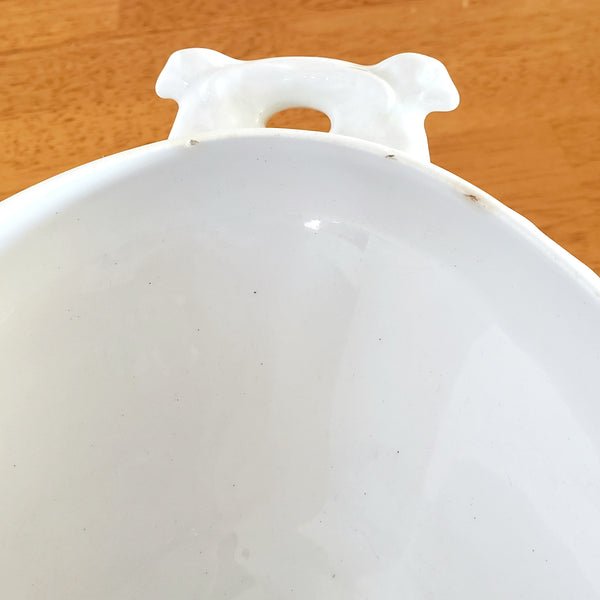 Antique White Ironstone Covered Vegetable Tureen Eagle Head Pratt & Simpson England