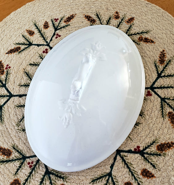 Antique White Ironstone Covered Vegetable Tureen Eagle Head Pratt & Simpson England