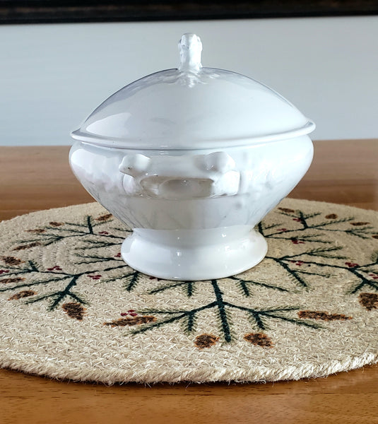 Antique White Ironstone Covered Vegetable Tureen Eagle Head Pratt & Simpson England