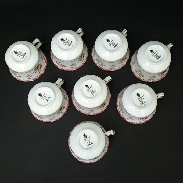 Wedgwood BIANCA Tea Cups Bone China Set of 8 England Williamsburg Mark