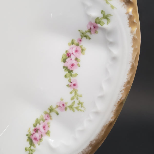 Antique Theodore Haviland Porcelain Serving Platter Pink Rose Swag Limoges, France