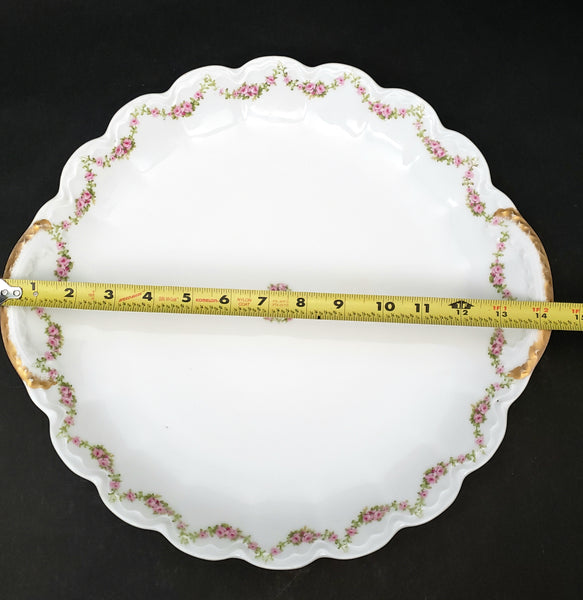 Antique Theodore Haviland Porcelain Serving Platter Pink Rose Swag Limoges, France