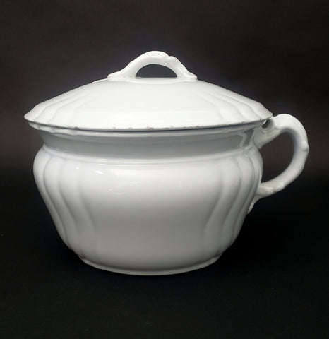 Antique White Ironstone Chamber Pot with Lid By Johnson Brothers England