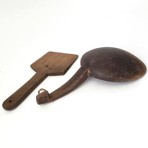 Antique & Vintage Wooden Butter Scoop Paddles Collection of 2