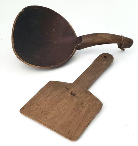 Antique & Vintage Wooden Butter Paddles Collection of 2