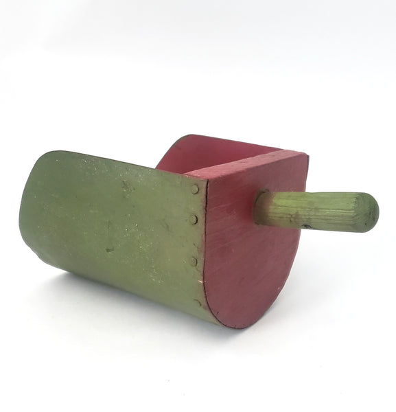 Small Vintage Red & Green Painted Farmhouse Grain Scoop