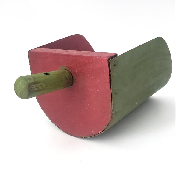 Small Vintage Red & Green Painted Farmhouse Grain Scoop