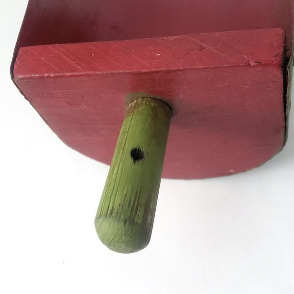 Small Vintage Red & Green Painted Farmhouse Grain Scoop