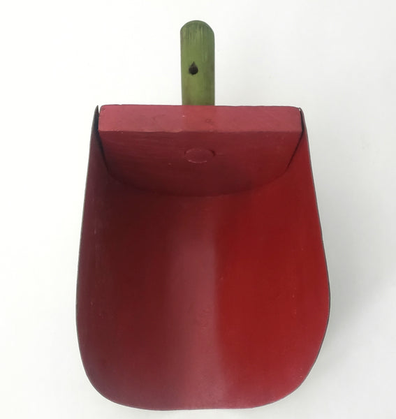 Small Vintage Red & Green Painted Farmhouse Grain Scoop