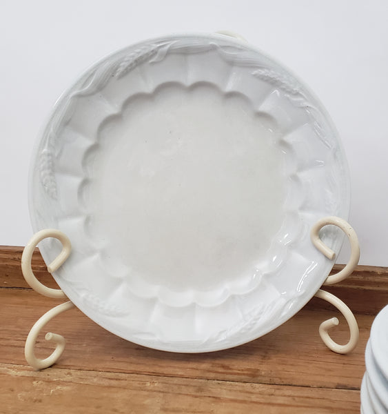 Antique White Ironstone Salad Plates Set of 6 Wheat CERES Shape Turner, Goddard & Co. England