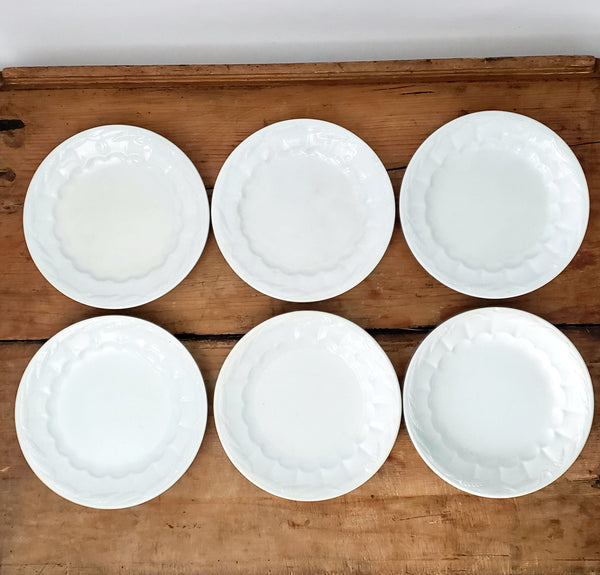 Antique White Ironstone Salad Plates Set of 6 Wheat CERES Shape Turner, Goddard & Co. England