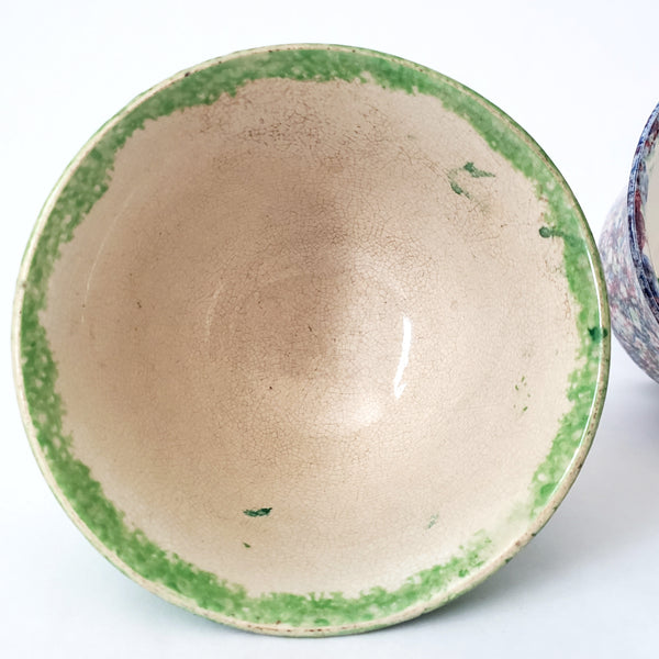 Pair of Antique Stick Spatterware Spongeware Handleless Cups Not Perfect