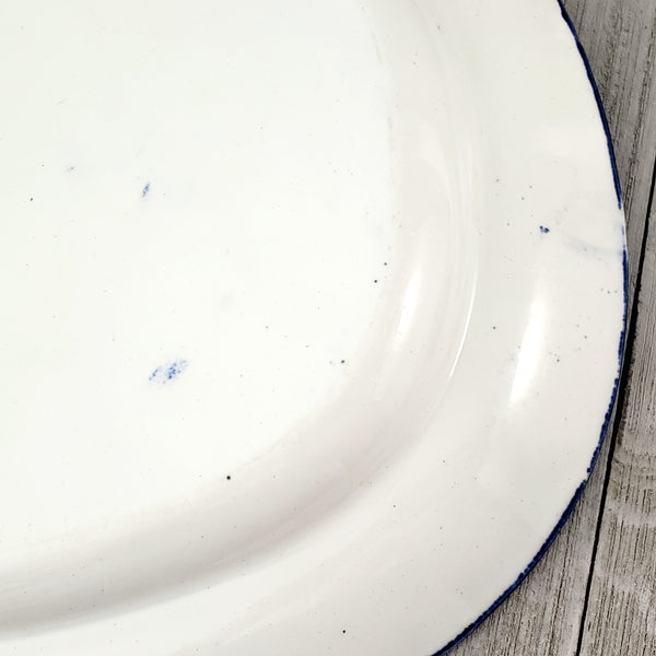 Antique Oval Blue Feather Edged Platter 16"