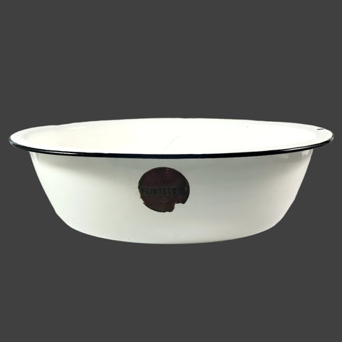 Large Vintage White Oval Enamel Basin LISK FLINTSTONE New York Original Label
