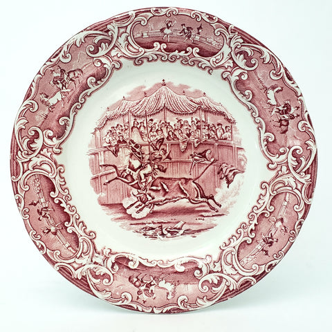 Antique English Red Transferware Plate Costumbres Espanoles 10 1/2""