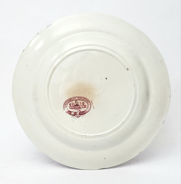 Antique English Red Transferware Plate Costumbres Espanoles 10 1/2"