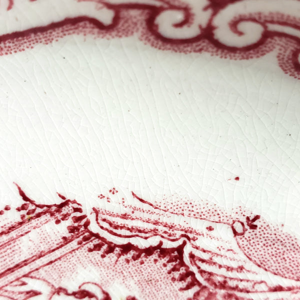 Antique English Red Transferware Plate Costumbres Espanoles 10 1/2"
