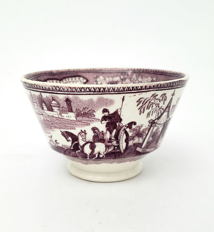 Antique Mulberry Transferware Handleless Cup Palestine #4 Staffordshire England