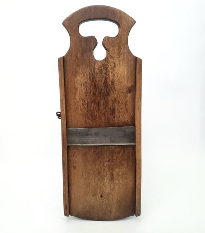 Vintage Wooden Slaw Board Kraut Cutter with Cutout Handle 18 1/2"