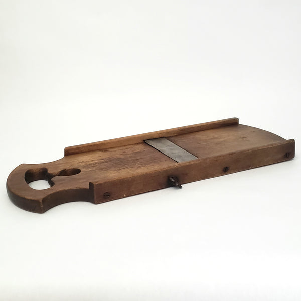 Vitage Wooden Slaw Board Kraut Cutter with Cutout Handle 18 1/2"