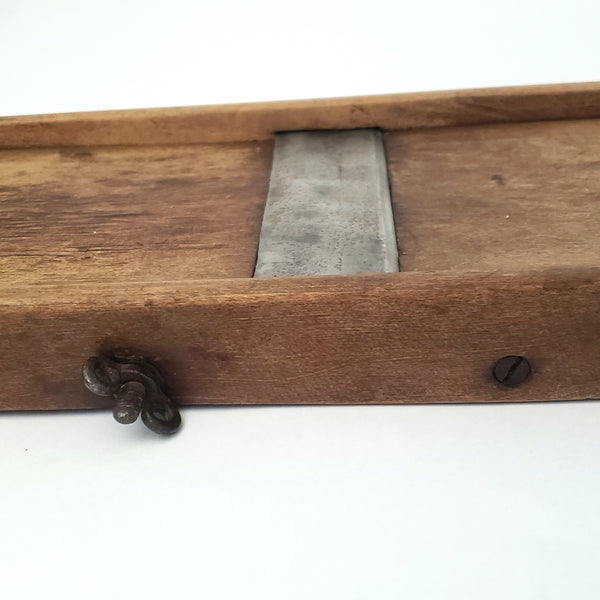 Vitage Wooden Slaw Board Kraut Cutter with Cutout Handle 18 1/2"