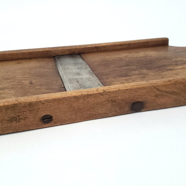 Vitage Wooden Slaw Board Kraut Cutter with Cutout Handle 18 1/2"