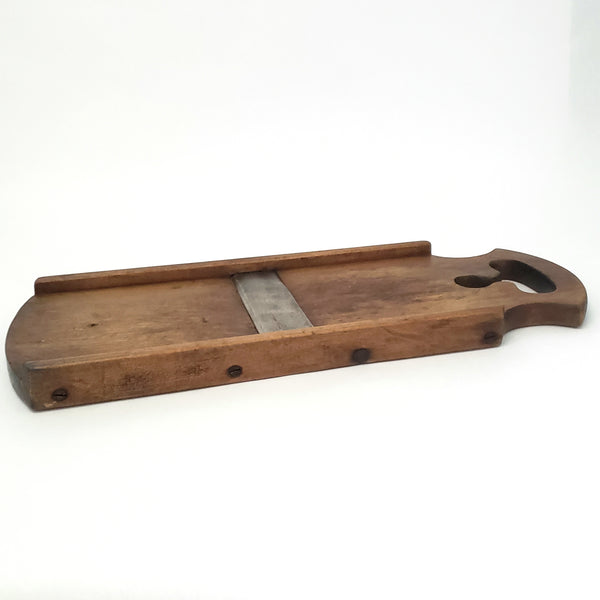 Vitage Wooden Slaw Board Kraut Cutter with Cutout Handle 18 1/2"