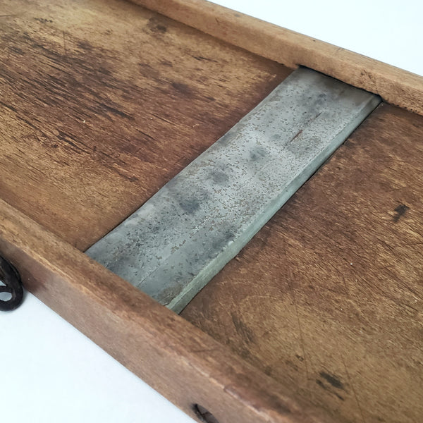 Vitage Wooden Slaw Board Kraut Cutter with Cutout Handle 18 1/2"