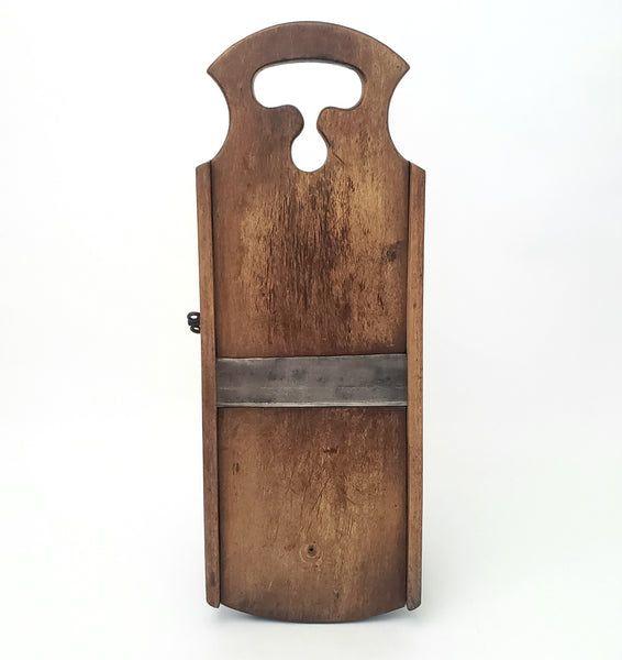 Vitage Wooden Slaw Board Kraut Cutter with Cutout Handle 18 1/2"