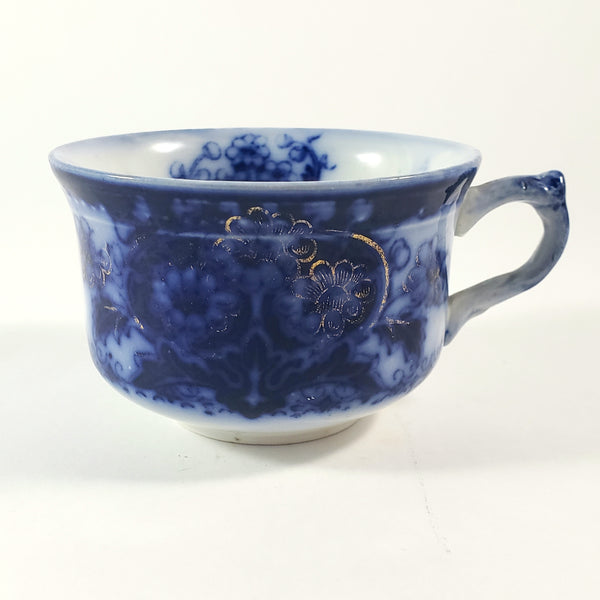 Antique English Flow Blue tea Cup, Saucer & Plate SEVILLE by Wood & Son