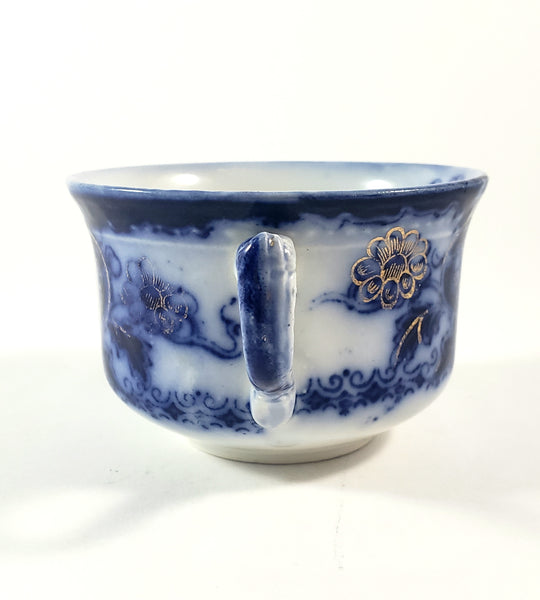 Antique English Flow Blue tea Cup, Saucer & Plate SEVILLE by Wood & Son