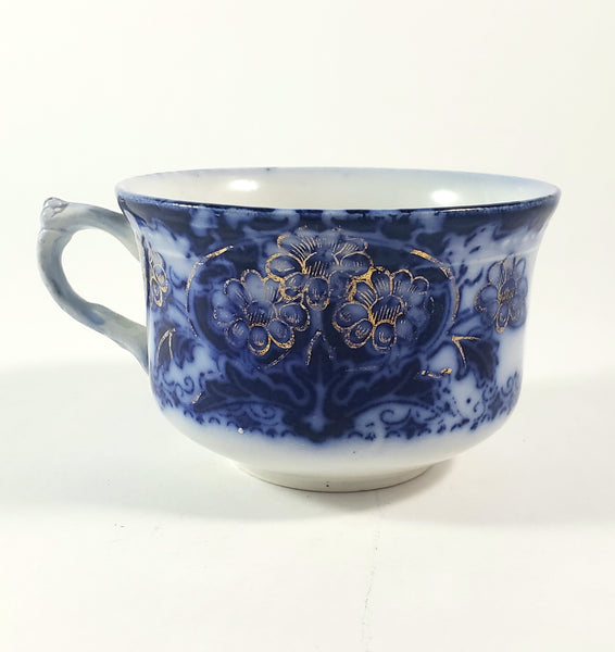 Antique English Flow Blue tea Cup, Saucer & Plate SEVILLE by Wood & Son
