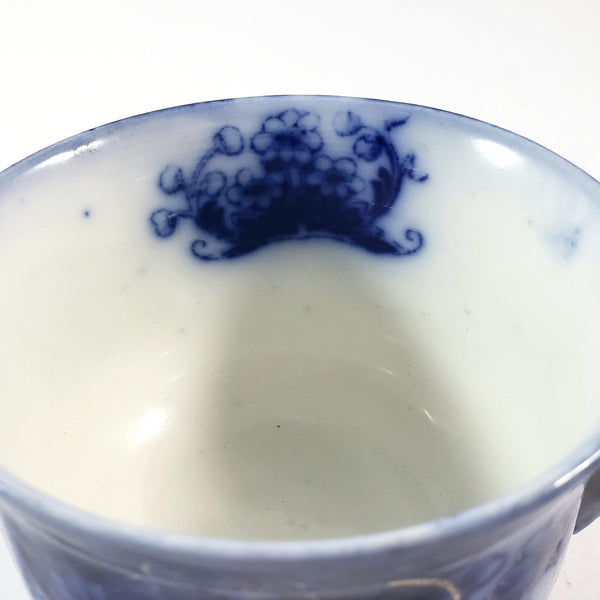 Antique English Flow Blue tea Cup, Saucer & Plate SEVILLE by Wood & Son