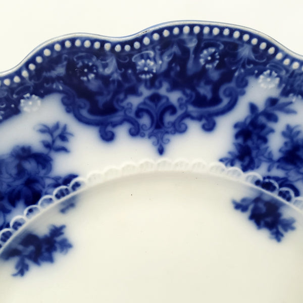Antique English Flow Blue Dinner Plate OSBORNE Not Perfect