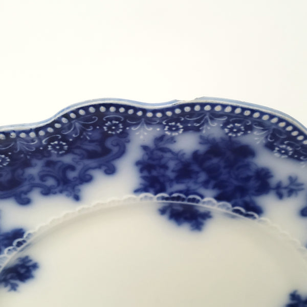 Antique English Flow Blue Dinner Plate OSBORNE Not Perfect