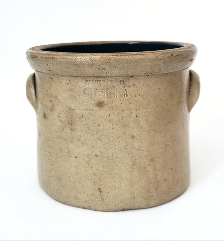 Antique 1 Gal Glazed Stoneware Crock Applied Handles JAMES RYAN Pittson Pennsylvania