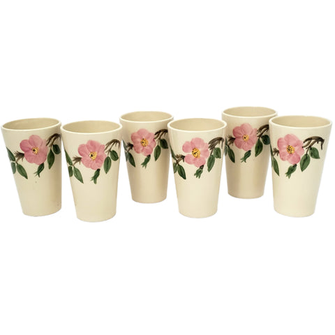 Vintage Franciscan DESERT ROSE Hand Painted Ceramic Tumblers Set of 6