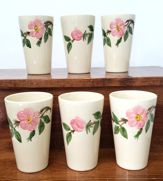 Vintage Franciscan DESERT ROSE Hand Painted Ceramic Tumblers Set of 6