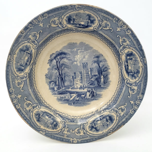 Old Blue & White Transferware Bowl CORINTHIA Edward Challinor Crazing & Staining