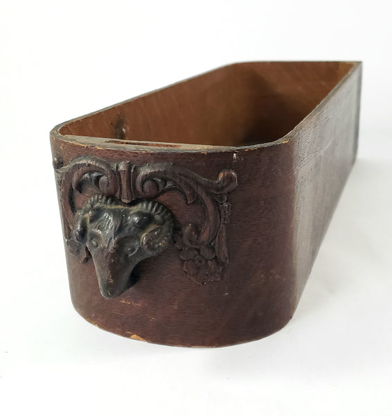 Antique Wooden Tiger Oak Sewing Machine Cabinet Drawer Cast Iron Ram Head Pull