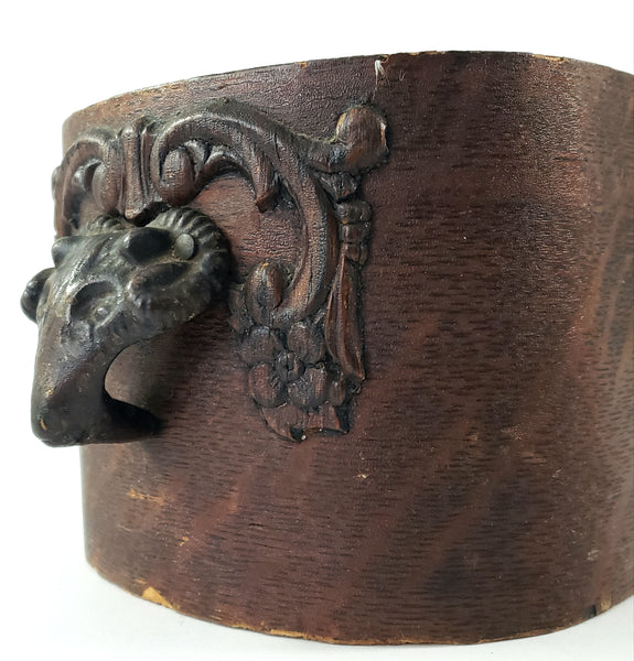 Antique Wooden Tiger Oak Sewing Machine Cabinet Drawer Cast Iron Ram Head Pull