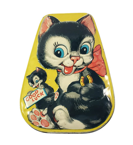 Vintage Cat Toffee Advertising Tin Container Good Luck by George W. Horner England