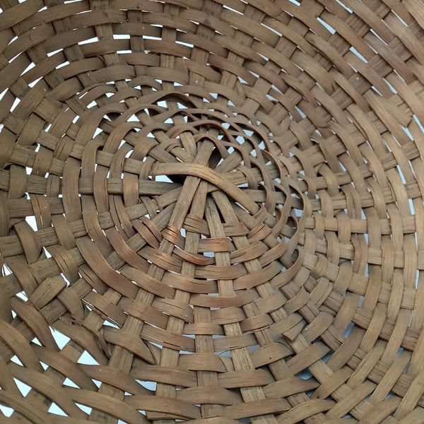 Vintage Woven Wooden Splint Gathering Basket with Handle