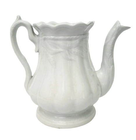 Antique White Ironstone Tea Pot Wheat & Rope Ceres Shape Burgess & Goddard No Lid