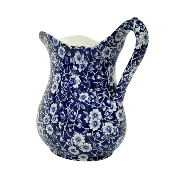 Vintage Blue Calico Jug Small Pitcher 20 oz. Royal Crownford Staffordshire England