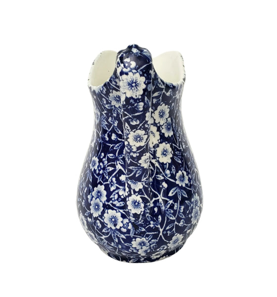 Vintage Blue Calico Jug Small Pitcher 20 oz. Royal Crownford Staffordshire England