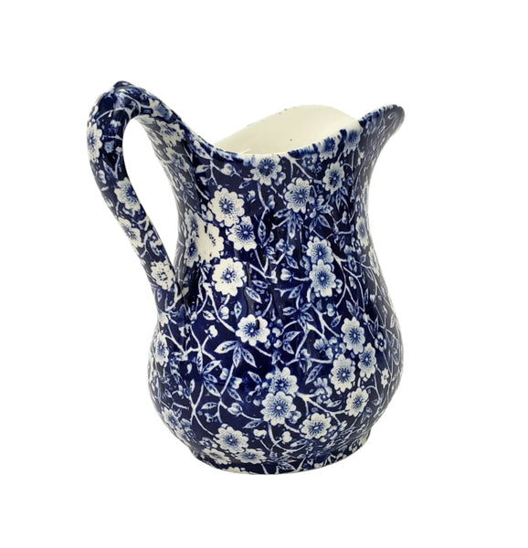 Vintage Blue Calico Jug Small Pitcher 20 oz. Royal Crownford Staffordshire England