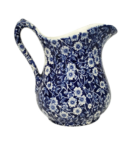 Vintage Blue Calico Jug Small Pitcher 20 oz. Royal Crownford Staffordshire England